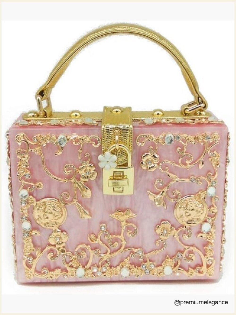 Acrylic Shoulder Bag with Rhinestones Evening Crossbody Box Clutch